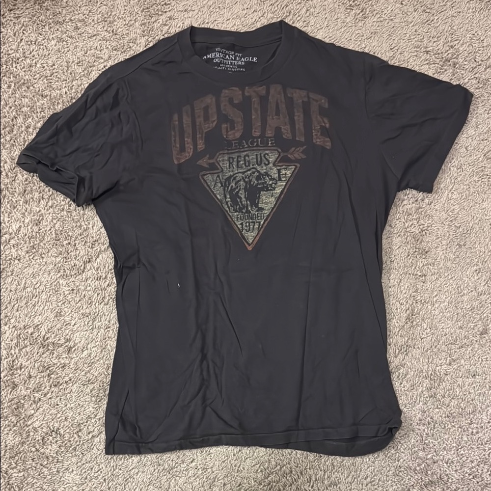 American Eagle Outfitters Black Graphic 'Upstate' Tee